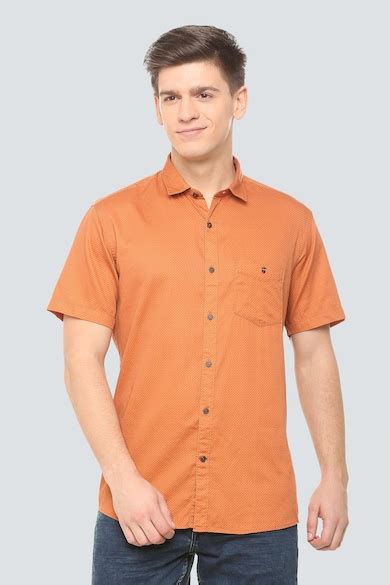 Buy Men Orange Print Half Sleeves Casual Shirt Online - 335754 | Louis ...