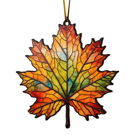Maple Leaves Suncatcher Christmas Ornaments, Maple Leaf Stained Glass ...