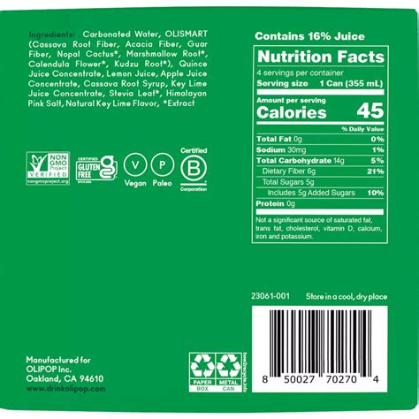 Olipop Prebiotic Soda 4 pk Cans - Lemon Lime - Shop Soda at H-E-B