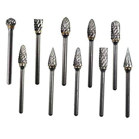 10Pcs 1/8" Tungsten Carbide Burr Rotary Drill Bits Tools Cutter Files ...
