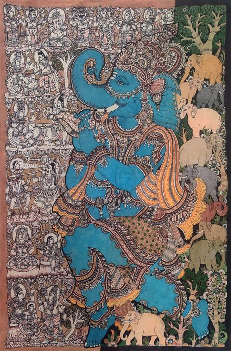 Lord Ganesha Kalamkari Painting | Wall Decor | Kalamkari art Online