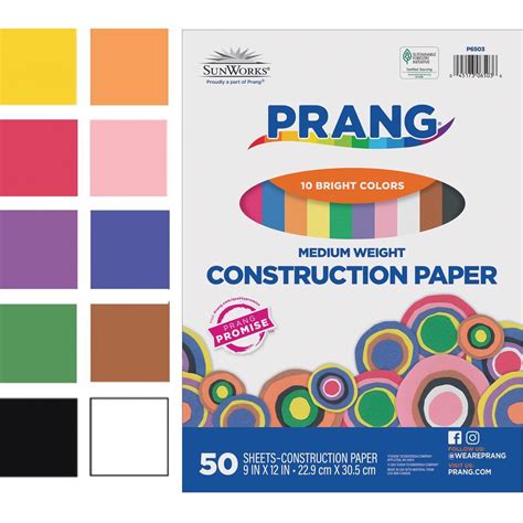 Prang/Sunworks Construction Paper Assortment 9x12" 50-Sheet Package