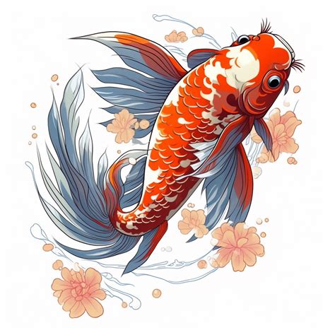 Japanese Koi Fish clip art, white background - Clip Art Library