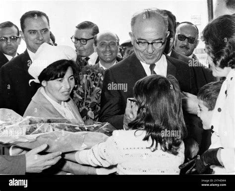 ISRAELI PRIME MINISTER LEVI ESHKOL WITH WIFE MIRIAM IN PARIS, FRANCE ...