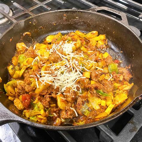 Cast Iron Sausage and Brussel Sprout - Bear Cusine