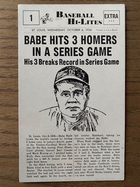 1960 CVC Baseball Hi-Lites BABE RUTH (Black) Card #1 Scarce! | eBay
