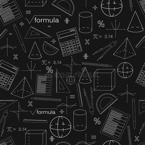 Math Seamless Black Pattern. Linear Style Stock Vector - Illustration of linear, flat: 72346455