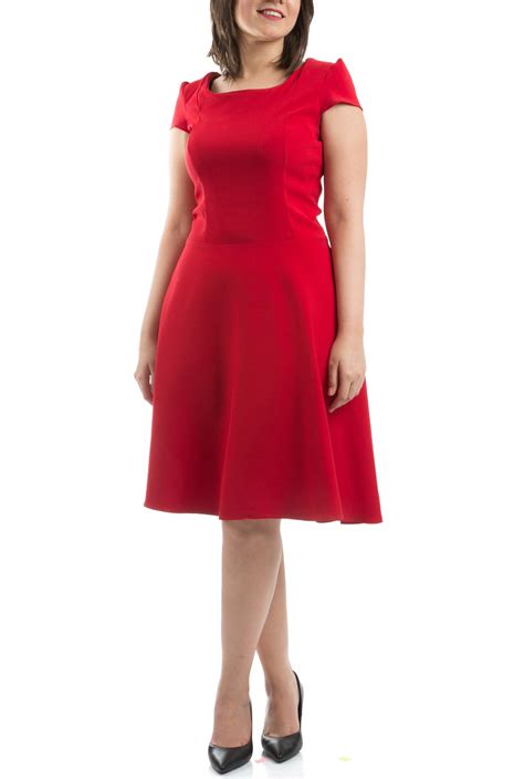 Flared Knee Length Dress - Red – Rafeya Fashion