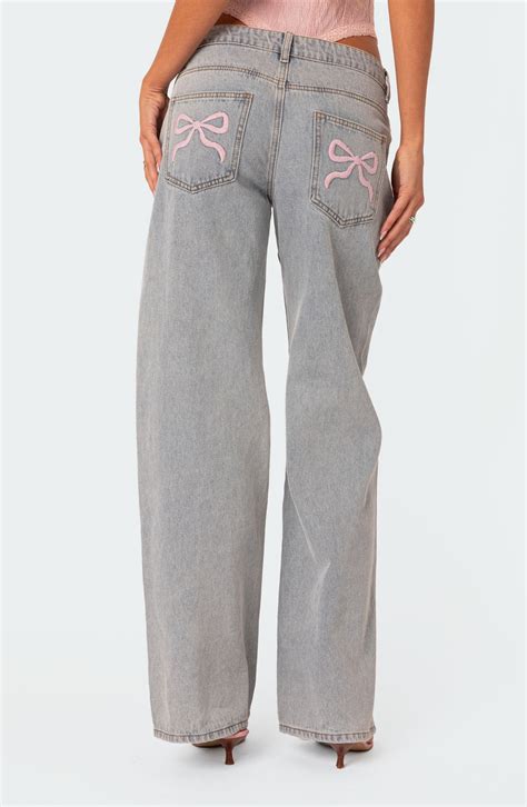 EDIKTED Bow Pocket Low Rise Wide Leg Jeans | Nordstrom in 2024 | Cute ...