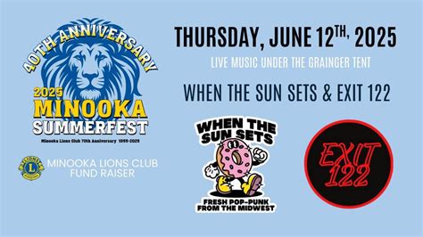 Minooka Summerfest 2025 - Thursday Night - When the Sun Sets & Exit 122 ...