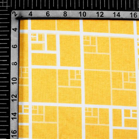 Tuscany Yellow And White Geometric Pattern Digital Print Crepe Silk Fa ...