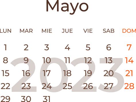 May In Spanish Calendar