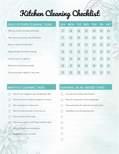 Free Office Cleaning Checklist Template - WordLayouts