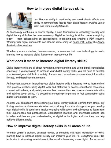 How To Improve Digital Literacy Skills | PDF | Educational Technology ...