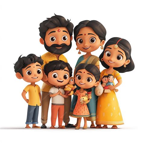Happy indian family portrait isolated on transparent background ...