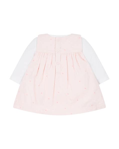 Buy Girls Full Sleeves Cord Dress And Bodysuit Set Heart Print - Pink ...