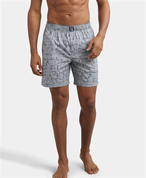 Buy Super Combed Mercerized Cotton Woven Printed Boxer Shorts with Side ...