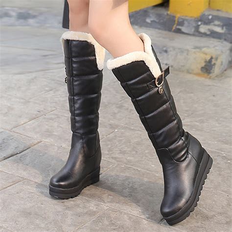 Hinvhai Women's Winter Warm Knee High Down Snow Boots,Classic Fashion ...