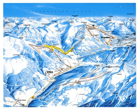 Large detailed piste map of Konigsleiten and Gerlos, Zillertal Valley - 1993 | Tyrol | Austria ...
