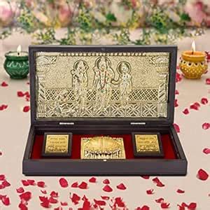 Buy INTERNATIONAL GIFT® Golden Ram Darbar God Idol with Charan Paduka ...