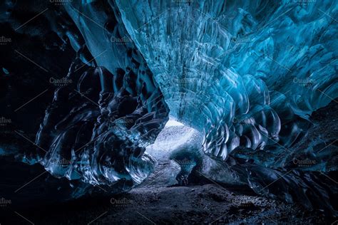 Blue ice cave in vatnajokull glacier featuring ice, cave, and iceland ...