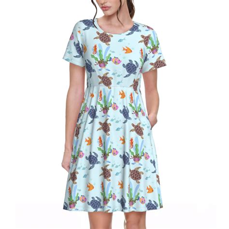 Bixox Women's Short Sleeve Summer Dress Loose Swing Knee Length Dresses ...