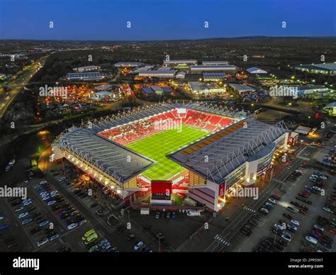 Stoke City Football Club, Bet 365 Stadium, Aerial Image taken at Dusk ...