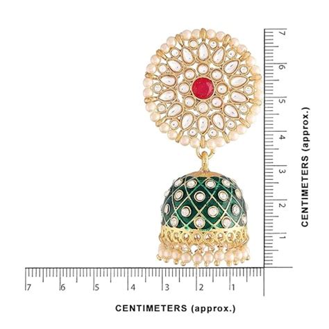 Etnico Gold Plated Meenakari Kundan & Pearl Drop Jhumka Earrings For W ...