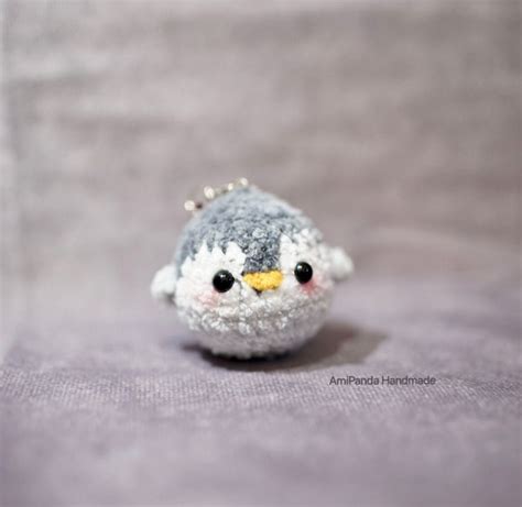 Pink and Grey Penguin Plush Keychain, Crochet Amigurumi/baby Penguins ...