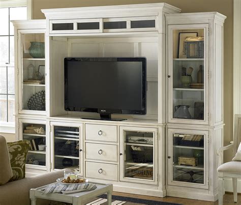 Country-Chic Maple Wood White TV Entertainment Wall Unit | Zin Home