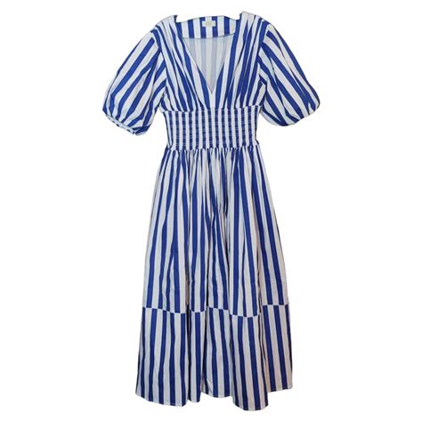 AYR Extra Extra Marais Blue Regatta Stripe Cotton Poplin Dress Size M ...