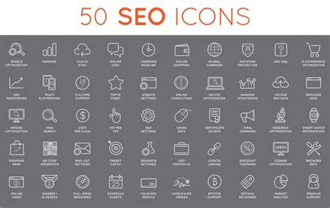 50 SEO & Development Line Inverted Icons by IconBunny on Envato Elements