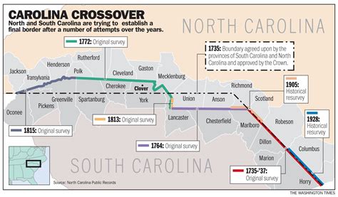 Infographic about the ambiguous border between North and South Carolina ...