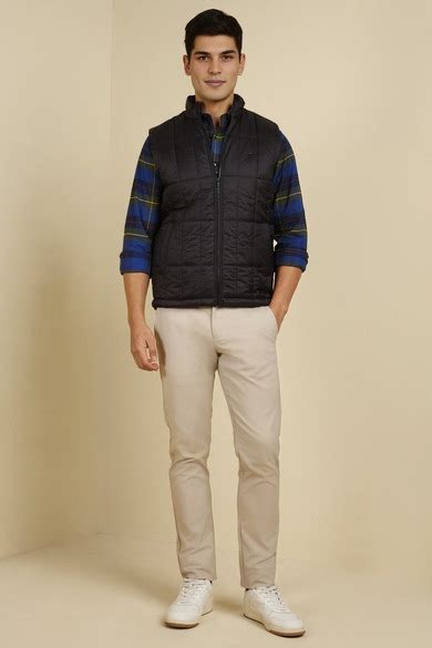 Buy Men Black Solid Sleeveless Casual Jacket Online - 39827692 | Allen ...