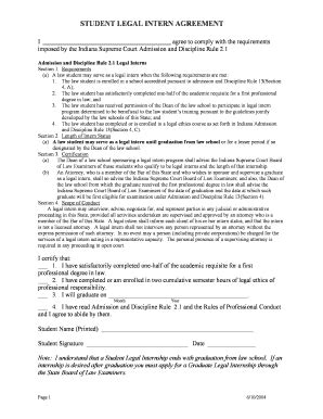 IN Student Legal Intern Agreement 2004-2026 - Fill and Sign Printable ...