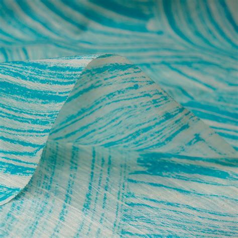 Buy (Pre-Cut 4.00Mtr)Sky Blue All Over Pattern Screen Print Noile Silk ...