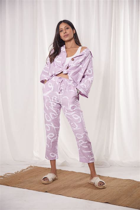 Mallorca Pants in Lilac Brush Stroke – Happï Space
