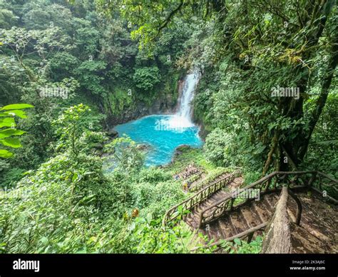 Turquoise Rio Celeste waterfall, Tenorio Volcano National Park ...