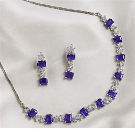 PURPLE STONE AD DIAMOND NECKLACE SET – ATKT