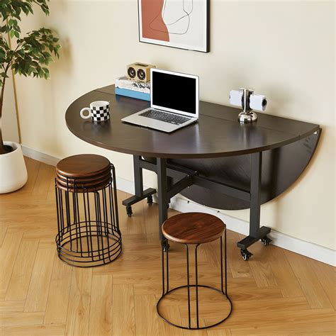Modern Foldable Manufactured Wood Round Top Dining Table with Movable ...
