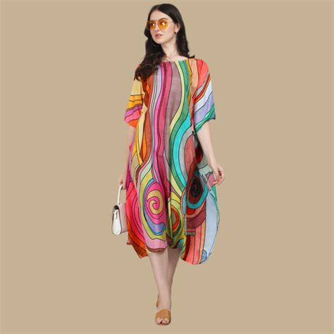 Lana Pink & Blue Rayon Kaftan – SURAT TEXTILE CO.