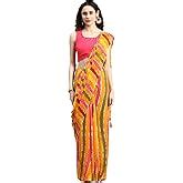 RANI SAAHIBA Women's Chiffon Lehriya Printed Saree Without Blouse ...