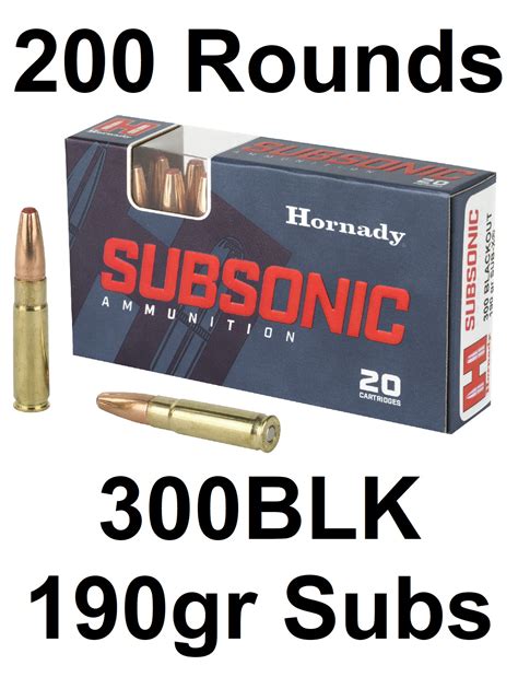 Hornady Subsonic 300 Blackout 190 Grain Sub-X 200 Rounds - Rifle ...