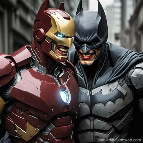 Ironman vs Batman with Joker | Stable Diffusion Online
