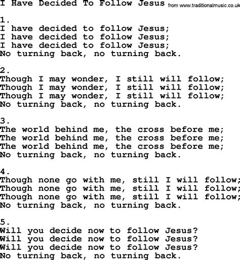 I Have Decided To Follow Jesus - Apostolic and Pentecostal Hymns and ...