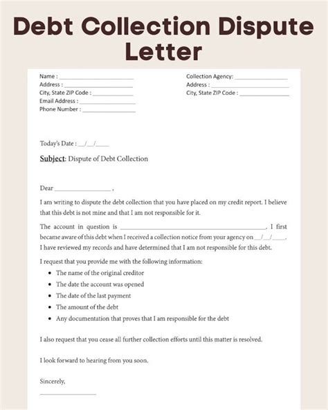 Debt Collection Dispute Letter Template Prntbl - Free Word Template