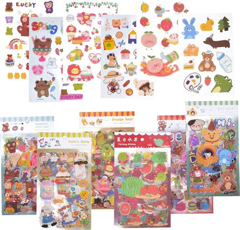 Buy 36 Sheet Kawaii Stickers Pack,Bulk PET Transparent Cute Cartoon ...