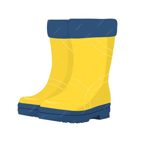 Premium Vector | Yellow rubber boots in cartoon style vector illustration