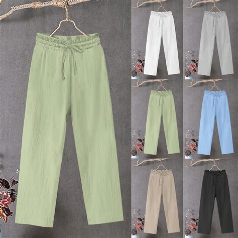 Dazajoo Women's Summer Pants Clearance Sale Cotton Linen Pants for ...