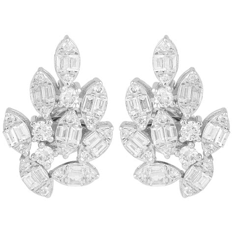 Diamond Cluster Stud Earrings with Diamonds Halo Jacket in 18 Karat ...